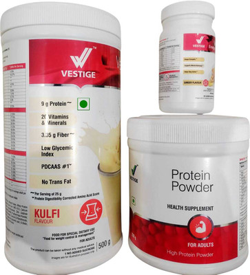 Vestige WEIGHT LOSS COMBO KULFI SHAKE ,PROTEIN POWDER200GM AND ENERGY DRINK GINGRR PACK KULFI, GINGER Powder(750 g, Pack of 3)