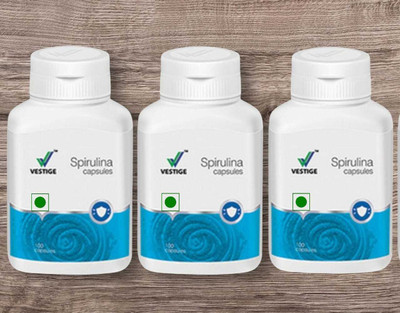 VESTlGE SPIRULINA 100 CAPSULES PACK OF 3 NATURAL Capsules(200 g, Pack of 3)