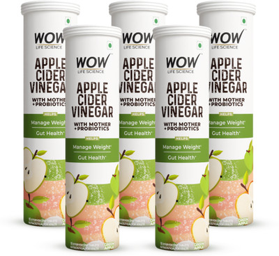 WOW Life Science Apple Cider Vinegar Effervescent Tablet + Probiotics For Weight Management. Apple Cider Vinegar Tablet(15 No, Pack of 5) WOW Life Science Apple Cider Vinegar Effervescent Tablet + Probiotics For Weight Management. Apple Cider Vinegar Tablet(15 No, Pack of 5)
