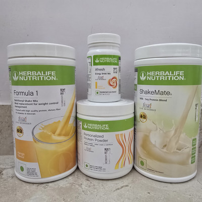 HERBALIFE WEIGHT LOSS COMBO F-1 MANGO SHAKE,PROTEIN 200GM,AFRESH LEMON OR SHAKEMATE (MANGO ,LEMON) Powder(1250 g, Pack of 4)
