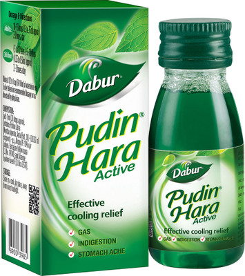 Dabur Pudin Hara Active Liquid | Effective Cooling Relief from Gas, Indigestion Pudina Drink(30 ml)
