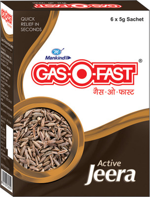 GasoFast Active Jeera For Relieving Acidity, Active Jeera- 5 g Sachet (Pack of 6) Jeera Powder(6 No, Pack of 6)