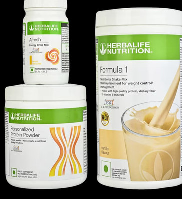 Herbalife Nutrition FORMULA 1 SHAKE VANILA-PROTEIN POWDER 200GM AND ENERGY DRINK LEMON AFRESH VANILA, LEMON Powder(750 g, Pack of 3)