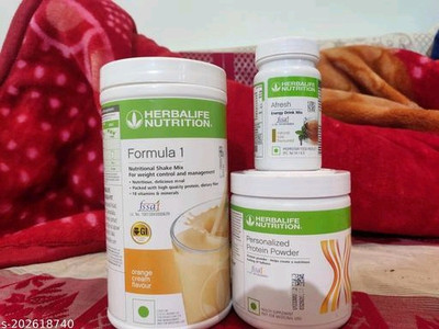 HERBALIFE FORMLA 1 SHAKE ORANGE,PROTEIN200GM AND KASHMIRI TULSI AFRESH COMBO ORANGE, TULSI Powder(750 g, Pack of 3)