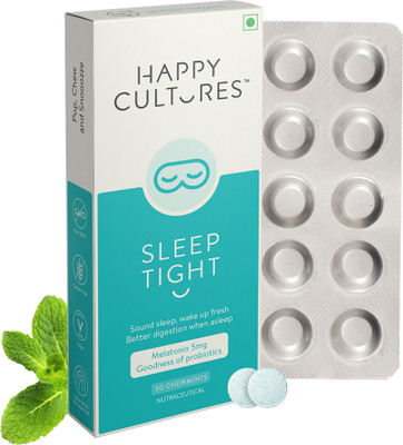 Happy Cultures Sleep Tight with Melatonin 5Mg ,30 Chewmints(30 Tablets)