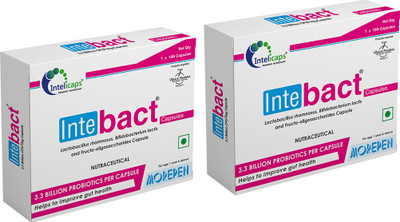 Dr. Morepen INTEBACT PROBIOTIC CAPSULES|Supplement for Gut Health - 10 Veg Capsules(20 x 1 Capsules)