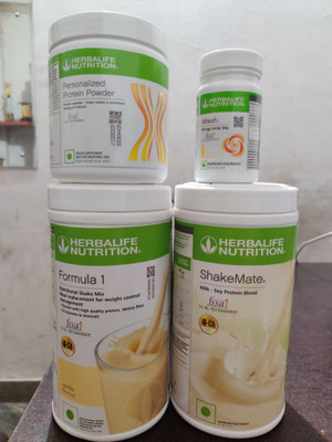 HERBALIFE Weight Loss DIGESTIVE DRINK Formula 1 Shake Mix - MANGO Flavor, PERSONALIZED PROTIEN POWDER,, AFRESH ENERGY DRINK -LEMON, SHAKEMATE -500G Powder(1250 g, Pack of 4)