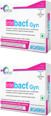 Dr. Morepen INTEBACT GYN Prebiotic and Probiotics Supplement || 5.4 Billion CFU Unflavoured Capsules(10 No, Pack of 2)