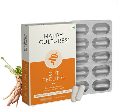 Velbiom Gut Feeling |For Daily Gut & Digestive Health 30 capsules Unflavoured Capsules(30 ml)