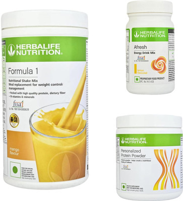 HERBALIFE Weight Loss Formula 1 Shake - MANGO Flavor, AFRESH ENERGY DRINK LEMON, Personalized Protein Powder 200G Powder(750 g, Pack of 3)