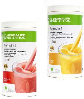 HERBALIFE Formula 1 Shake - Mango Flavor With Shake straweberry Flavor MANGO, For Weight Loss Shake Powder(1000 g, Pack of 2)