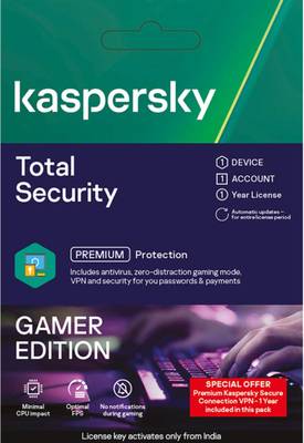 Kaspersky Total Security Gamer Edition with Premium VPN Secure Connection 1 PC 1 Year Total Security (Email Delivery - No CD)