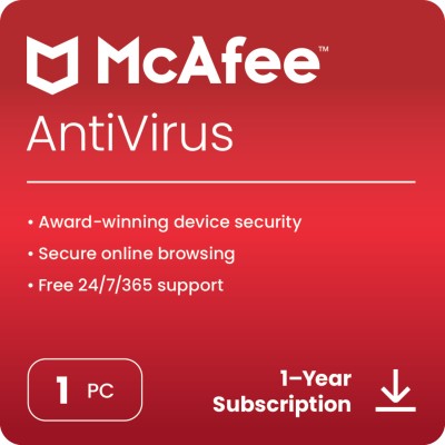 McAfee 1 PC 1 Year Anti-virus (Email Delivery - No CD)(Standard Edition)