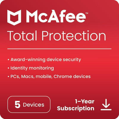 McAfee 2026 5 PC 1 Year Total Security Compatible with Android, Windows and Mac, iOS (Email Delivery - No CD)(Standard Edition)