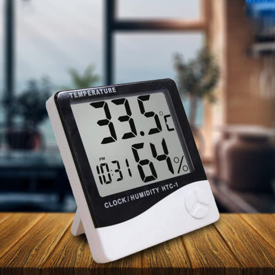 SWADESI BY MCP Digital Room Thermometer Hygrometer Indoor Weather Station For Home, Bedroom LCD Outdoor/Indoor Room Thermometer Hygrometer with Clock Time Humidity Monitor Thermometer(White)