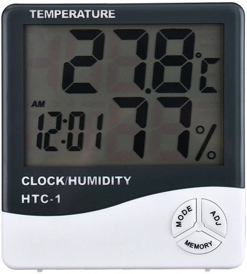 Dr care HTC-1 Room Thermometer for Humidity & Temperature With Wallmount Table Top Alarm Clock Thermometer(White & Black)