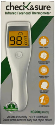 PREQURE Chek and sure infrared forhead thermometer with 1 year warranty Forhead thermometer Thermometer(White)