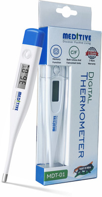 MEDITIVE MDT-01 Digital Thermometer for Adults, Child (Celsius & Fahrenheit) Units Measurement Thermometer(White)