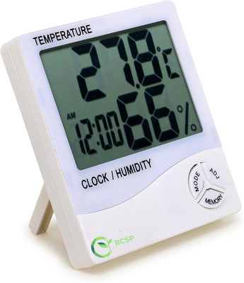 RCSP Digital and accurate temperature indicator Indoor wall mount Led Clock time htc-1 Thermometer(White)