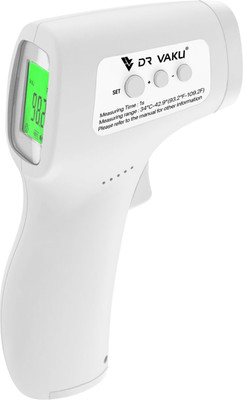 DR VAKU Digital Temperature Gun for Fever Check with Three Color Indication, Non-Contact Wide Range Laser Infrared Thermometer(Battery Included, White)