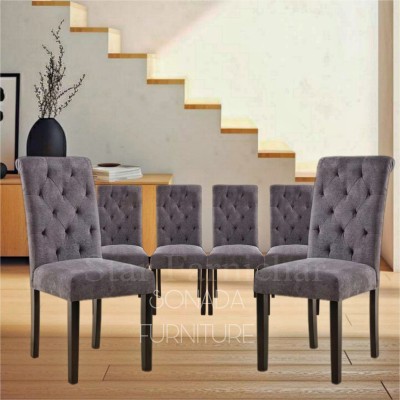 TOPART 6 Chair for Dining Living Room Hotel Office Grey Chair Solid Wood Dining Chair(Set of 6, Finish Color - Grey)