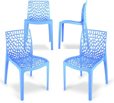 Binani Web Modern Plastic Dining Chair for Home,Cafe|Durable Outdoor Seating Chair Plastic Dining Chair(Set of 4, Finish Color - Blue)