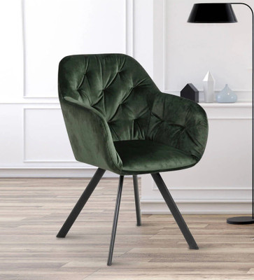 Radha Impex The Verdant Curve Arm Rest Chair Metal Dining Chair(Set of 1, Finish Color - Deep Green)
