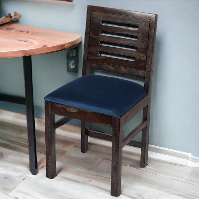 Flipkart Perfect Homes Solid Wood Dining Chair(Set of 1, Finish Color - Mahogany Finish & fabric: Navy Blue Velvet)