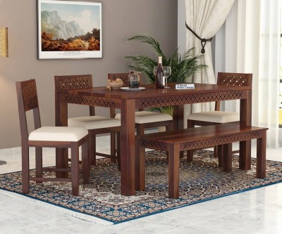 Flipkart Perfect Homes Sheesham Wood Six Seater CNC Designed Dining Set For Dining Room/ Restaurant || Solid Wood 6 Seater Dining Set(Finish Color -Brown Finish Design - 4, DIY(Do-It-Yourself))