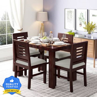 Allie Wood Rosewood (Sheesham) Solid Wood 4 Seater Dining Set(Finish Color -Dark Walnut, DIY(Do-It-Yourself))