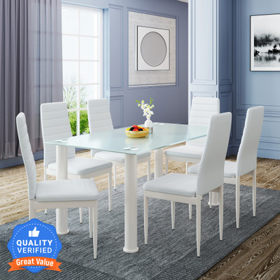 Flipkart Perfect Homes Levyn Metal 6 Seater Dining Set(Finish Color -White, Knock Down)