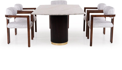 Durian Opus Stone 6 Seater Dining Set(Finish Color -Smokey Heaven :: Dusk, Knock Down)