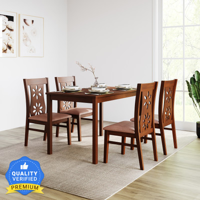 Nilkamal SUTLEJ Solid Wood 4 Seater Dining Set(Finish Color -Cherry, Knock Down)