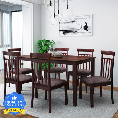Flipkart Perfect Homes Kansas Solid Wood 6 Seater Dining Set  (Finish Color -Wooden Brown & Coffee, Knock Down) For Rs. 12999 @ 63 %