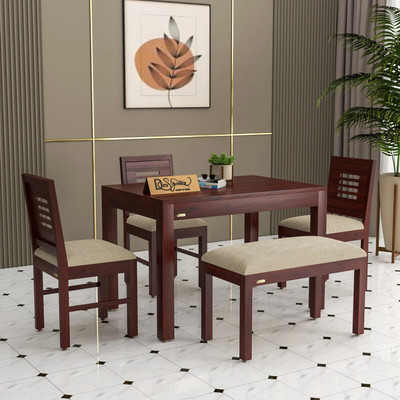 Flipkart Perfect Homes Sheesham Wood Four Seater Dining Set Solid Wood 4 Seater Dining Set(Finish Color -MAHOGANY FINISH A, DIY(Do-It-Yourself))