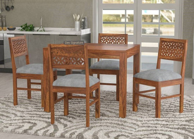 Devsignature Solid Sheesham Wood Four Seater Dining Set For Kitchen , Hotel , Restaurant Solid Wood 4 Seater Dining Set(Finish Color -Natural, DIY(Do-It-Yourself))