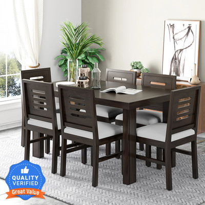 Modway Sheesham Wood 6 seater dining set with chairs For Room/Home/Hotel Solid Wood 6 Seater Dining Set(Finish Color -Walnut, DIY(Do-It-Yourself))