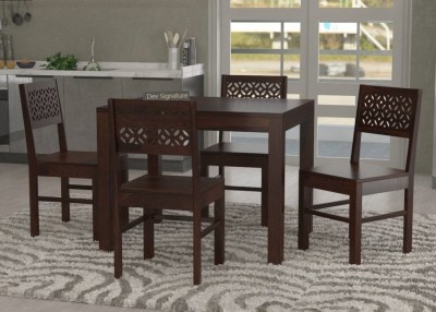 Devsignature Solid Sheesham Wood Four Seater Dining Set For Kitchen , Hotel , Restaurant Solid Wood 4 Seater Dining Set(Finish Color -Walnut Finish, DIY(Do-It-Yourself))