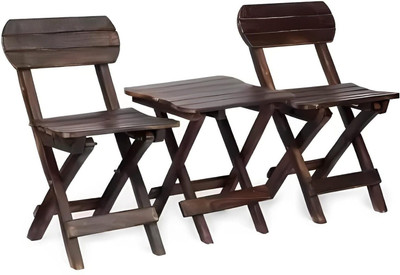 RSonewood wooden fold able chair set Solid Wood 2 Seater Dining Set(Finish Color -brown, Pre-assembled)