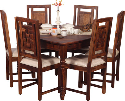 Sheesham Craft Betel Quid Nivora Dining Set,Cushion Chairs,Unique Design Table,Premium Polish Solid Wood 6 Seater Dining Set(Finish Color -Natural Honey Oak, DIY(Do-It-Yourself)) Sheesham Craft Betel Quid Nivora Dining Set,Cushion Chairs,Unique Design Table,Premium Polish Solid Wood 6 Seater Dining Set(Finish Color -Natural Honey Oak, DIY(Do-It-Yourself))