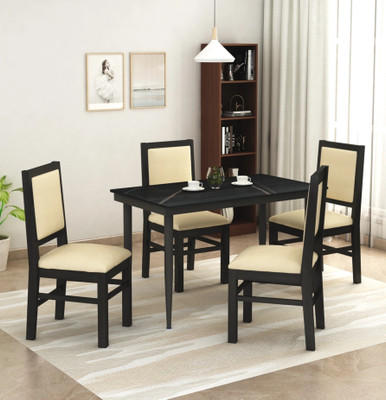Furniva Marble Stone 4 Seater Dining Set(Finish Color -Black, DIY(Do-It-Yourself))