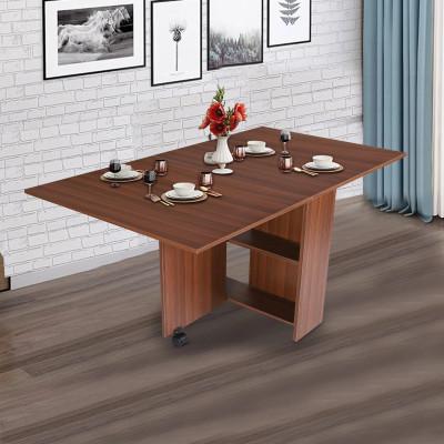 Buildream Space Saving Folding Dining Table 6 Seater (Without Chairs) Engineered Wood 6 Seater Dining Table(Finish Color - Brown, DIY(Do-It-Yourself))