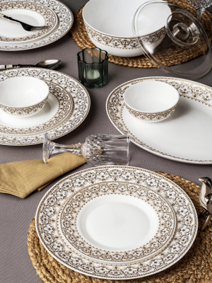 cello Pack of 29 Opalware Glass Dinner Set of 29pcs Dinner Set(White)