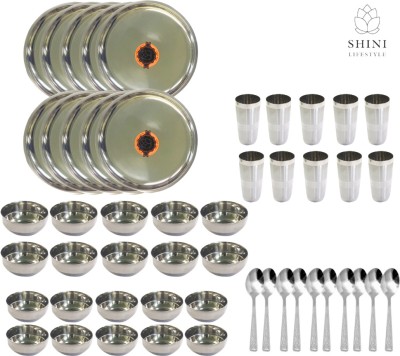 SHINI LIFESTYLE Pack of 50 Stainless Steel Stainless Steel Dinner Set Kitchen Set for Home | Heavy Gauge Dinner Set(Silver)