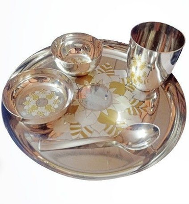 Silvester Pack of 5 Stainless Steel Dinner Set(Silver)
