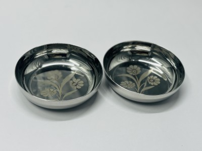 Dev Industries Pack of 2 Stainless Steel DEV INDUSTRIES Stainless Steel Halwa Plate Dinner Set(Silver)