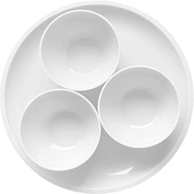 SAHU TRADERS Pack of 12 Plastic Unbreakable 6 plate and 6 bowl 27'cm Full plate 200ml bowl White Dinner Set(White, Microwave Safe)