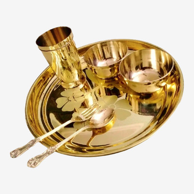 M&V CRAFT PURE Pack of 6 Brass Dinner Set(Yellow)