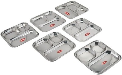 NG Exports Pack of 6 Stainless Steel Stainless Steel Plates Dinner Set(Silver)