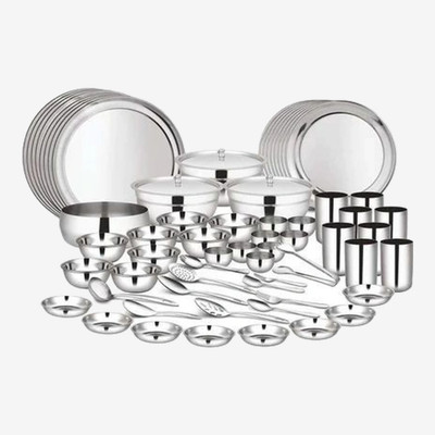 Shri & Sam Pack of 101 Stainless Steel Kitchen Combo Dinner Set(Silver)